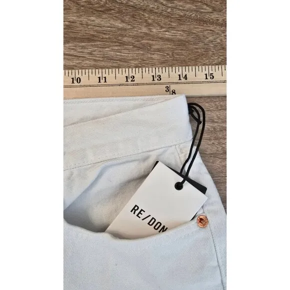 Re/Done Jeans Women's 27 White Denim Straight 90s High Rise Loose Button Fly