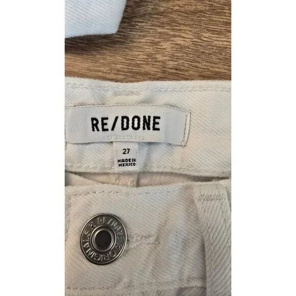 Re/Done Jeans Women's 27 White Denim Straight 90s High Rise Loose Button Fly