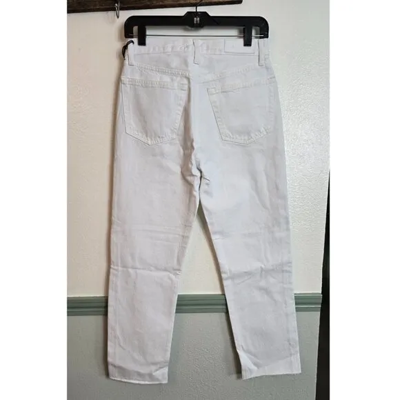 Re/Done Jeans Women's 27 White Denim Straight 90s High Rise Loose Button Fly