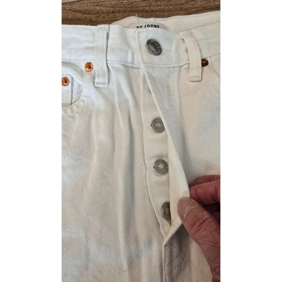 Re/Done Jeans Women's 27 White Denim Straight 90s High Rise Loose Button Fly