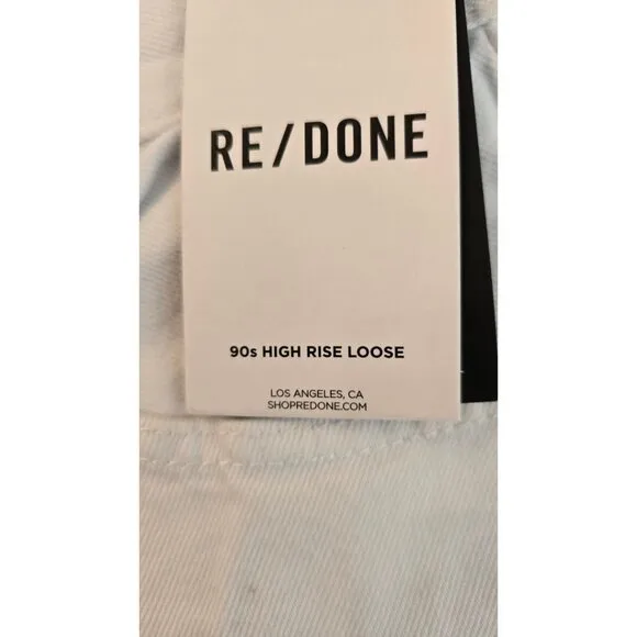 Re/Done Jeans Women's 27 White Denim Straight 90s High Rise Loose Button Fly