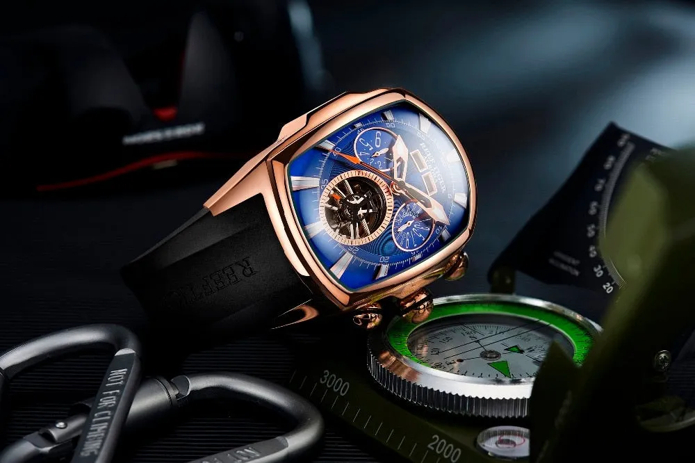 Reef Tiger Tourbillon Style Big Dial Sport Watch for Men with Luminous display  RGA3069