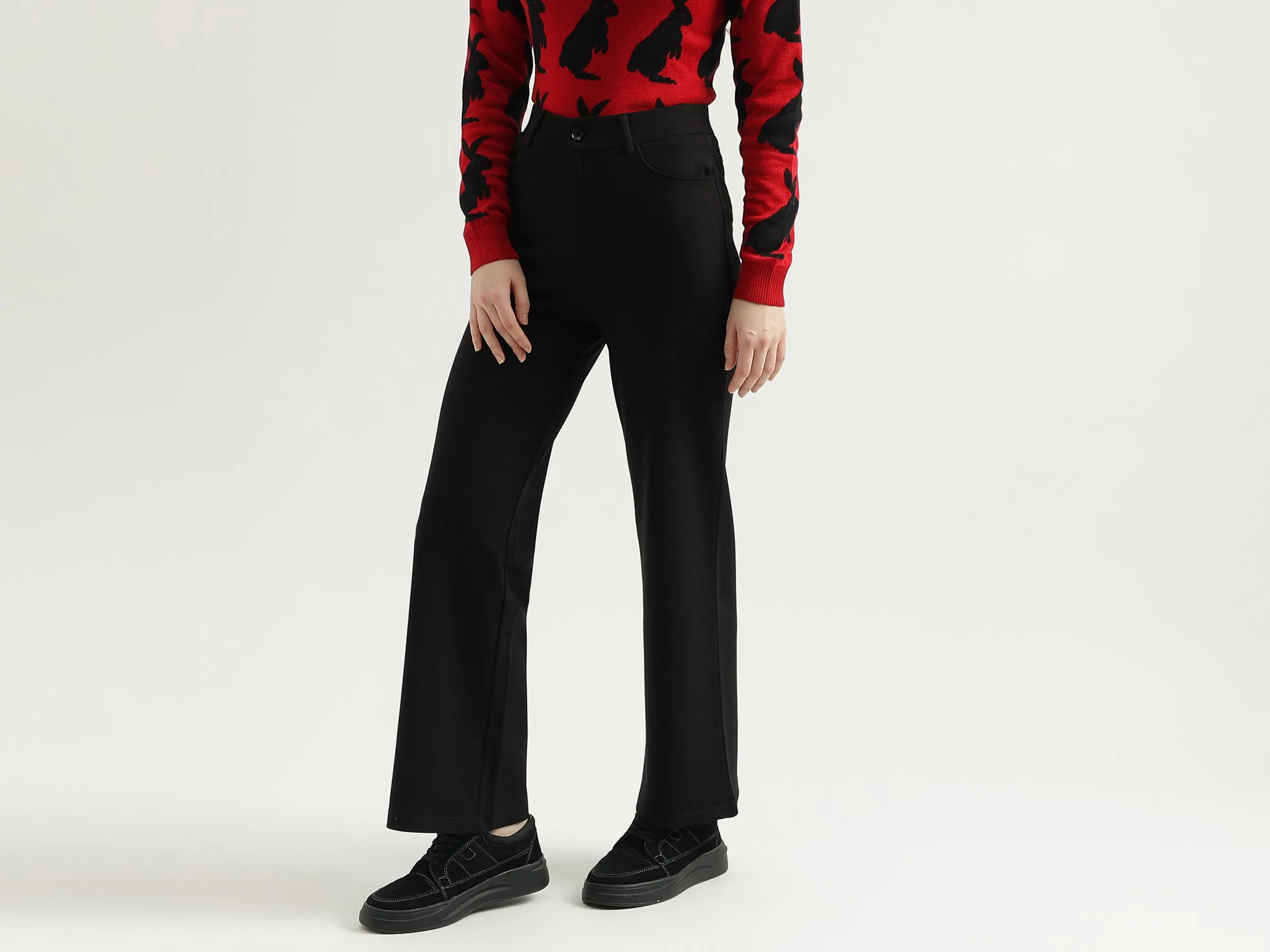 Regular Fit Solid Women's Trousers