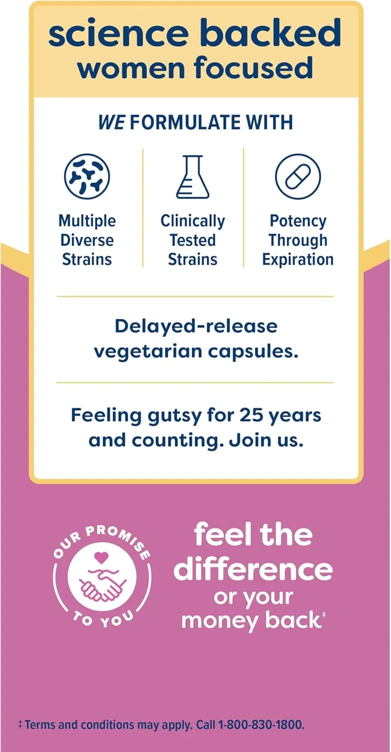 Renew Life Women's Probiotic Capsules, Supports pH Balance for Women, Vaginal, Urinary, Digestive and Immune Health, L. Rhamnosus GG, Dairy, Soy and Gluten-Free, 25 Billion CFU - 30 Ct