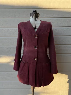 RESERVED- 1920s/1930s Maroon Knit Button Front Cardigan