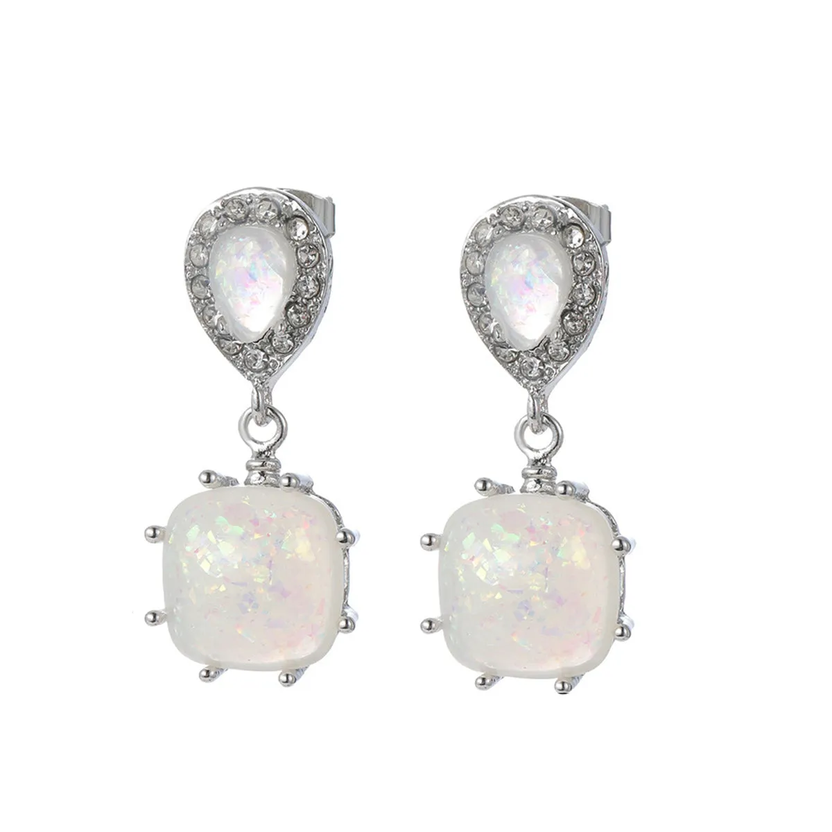 Resin & Cubic Zirconia Drop Earrings