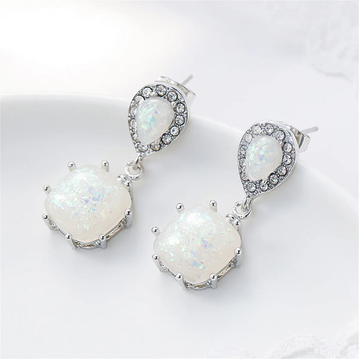 Resin & Cubic Zirconia Drop Earrings