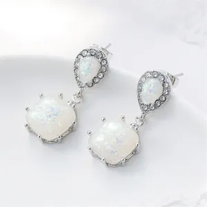 Resin & Cubic Zirconia Drop Earrings