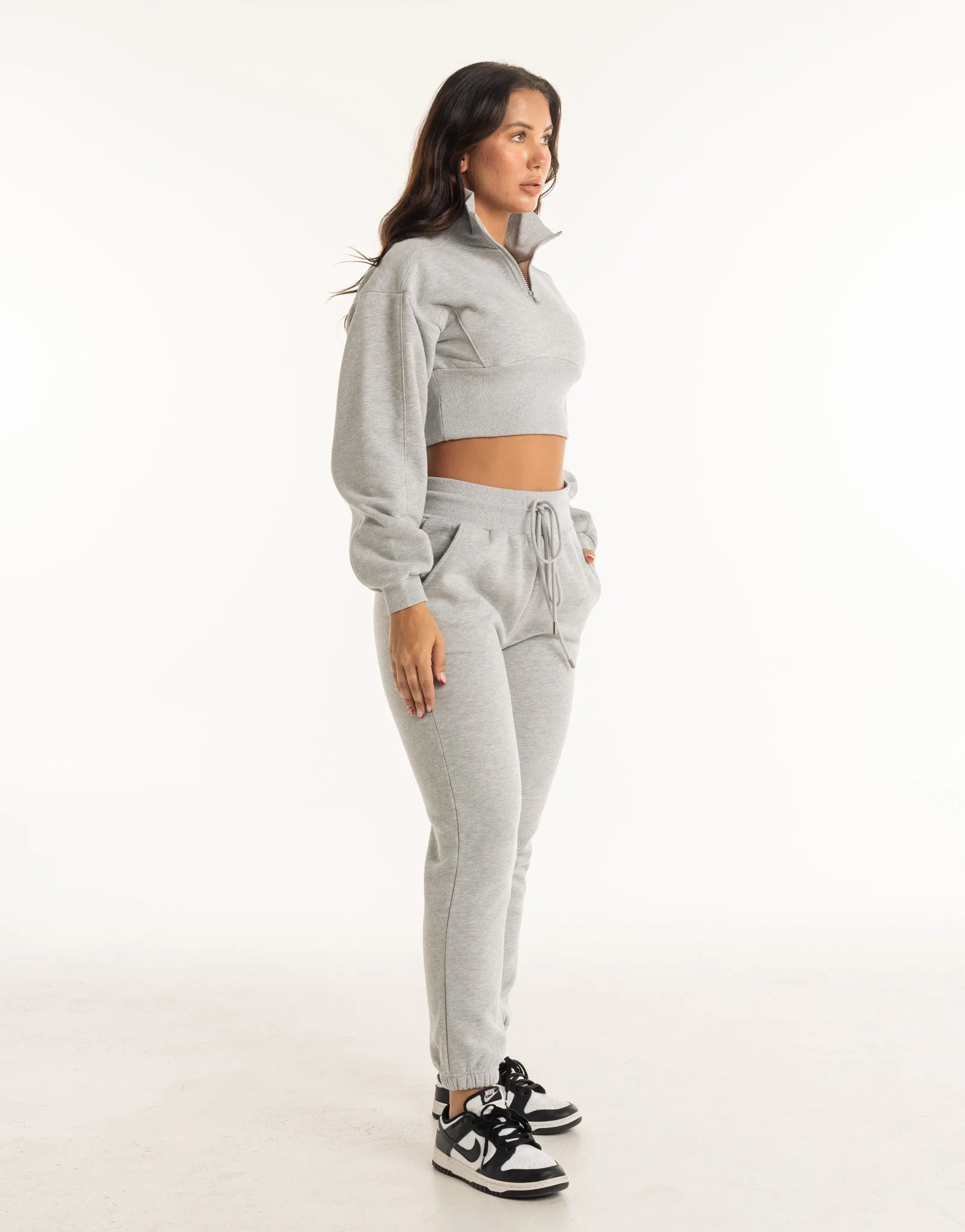 Revere 1/4 Zip Crewneck Sweater - Heather Grey