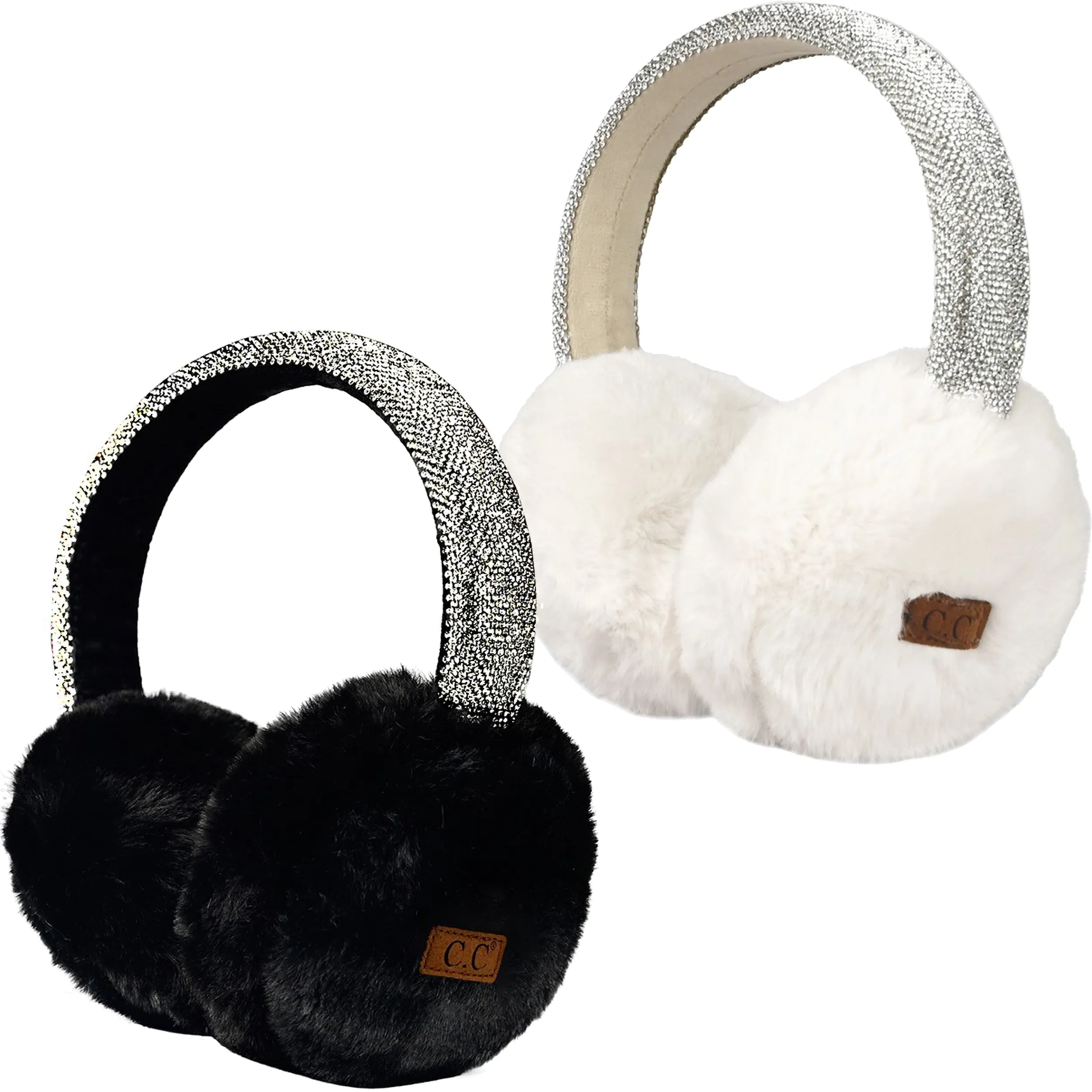 Rhinestone Adjustable Fuzzy Ear Muffs by Funky Junque