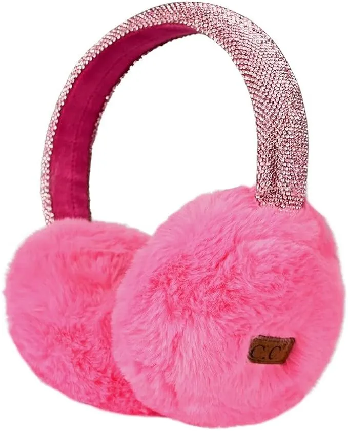 Rhinestone Adjustable Fuzzy Ear Muffs by Funky Junque