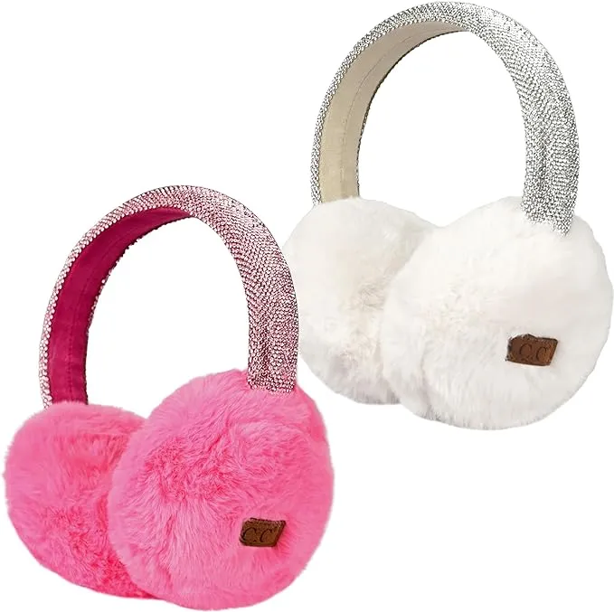 Rhinestone Adjustable Fuzzy Ear Muffs by Funky Junque