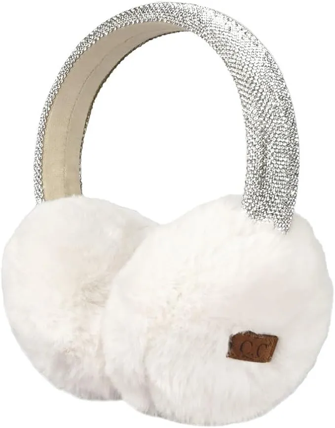 Rhinestone Adjustable Fuzzy Ear Muffs by Funky Junque