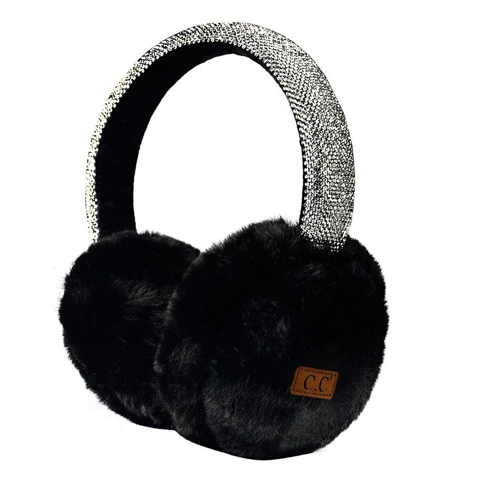 Rhinestone Adjustable Fuzzy Ear Muffs by Funky Junque