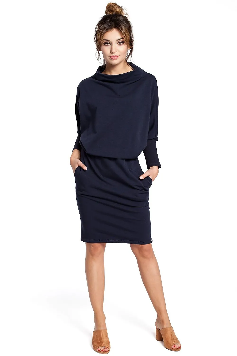 Ribbed Kimono Dress with Pockets