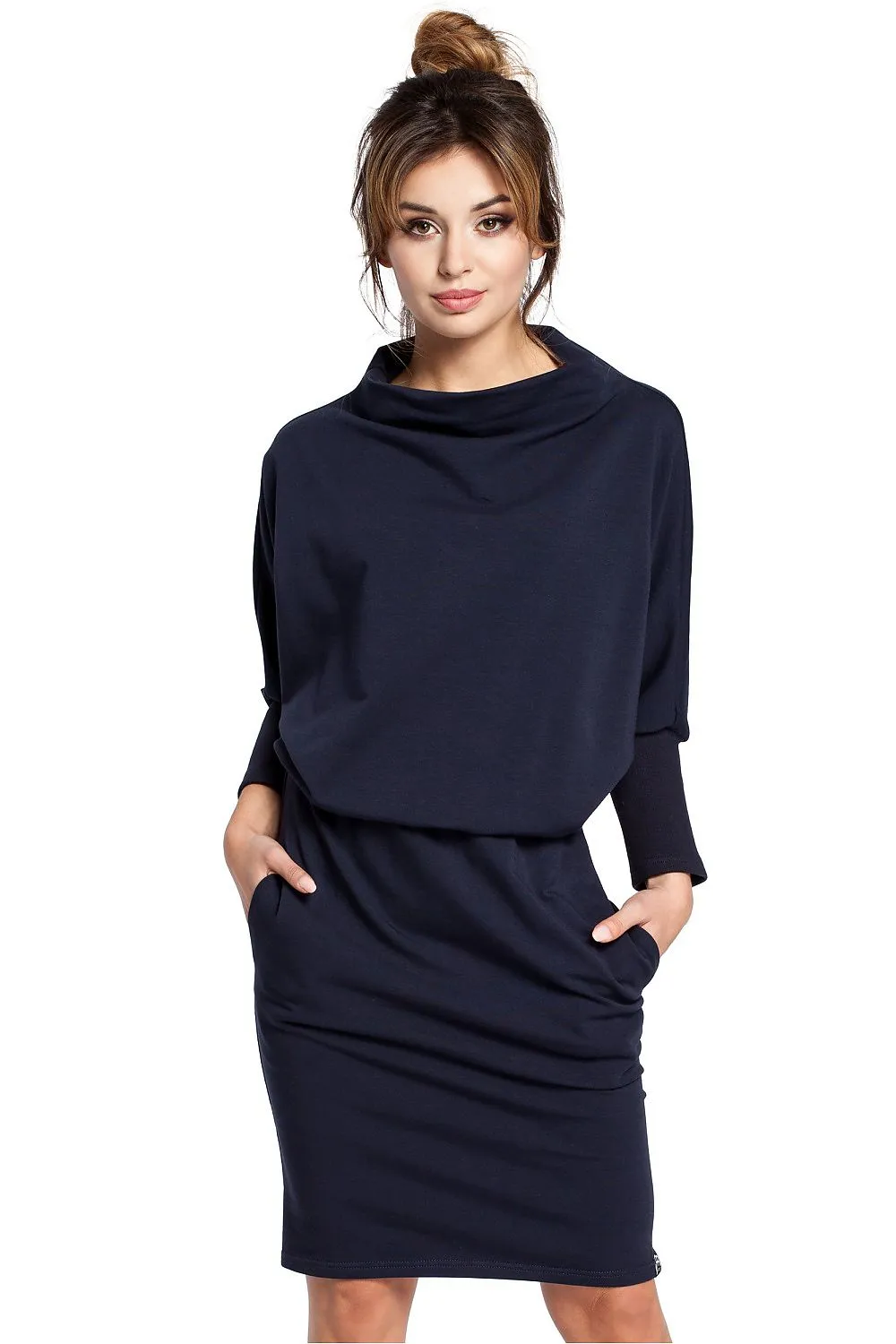 Ribbed Kimono Dress with Pockets