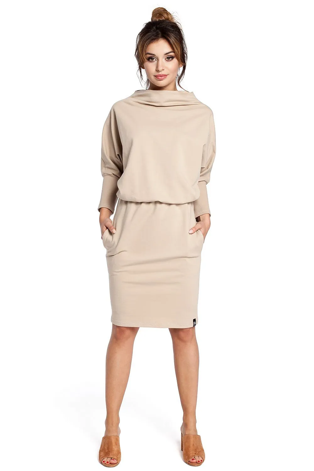 Ribbed Kimono Dress with Pockets
