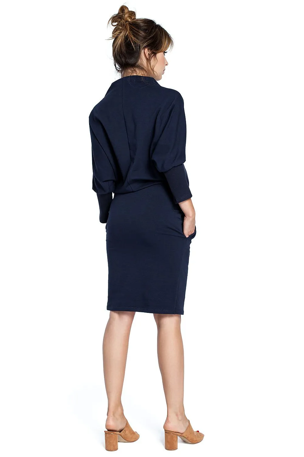 Ribbed Kimono Dress with Pockets