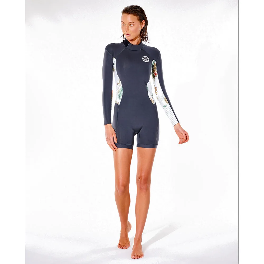Rip Curl Womens Dawn Patrol 2/2mm Long Sleeve Shortie  - Charcoal