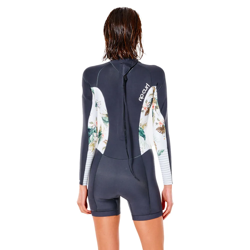 Rip Curl Womens Dawn Patrol 2/2mm Long Sleeve Shortie  - Charcoal