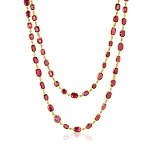 Rivière  18kt Yellow Gold 75.35ctw Ruby 36" Long Necklace