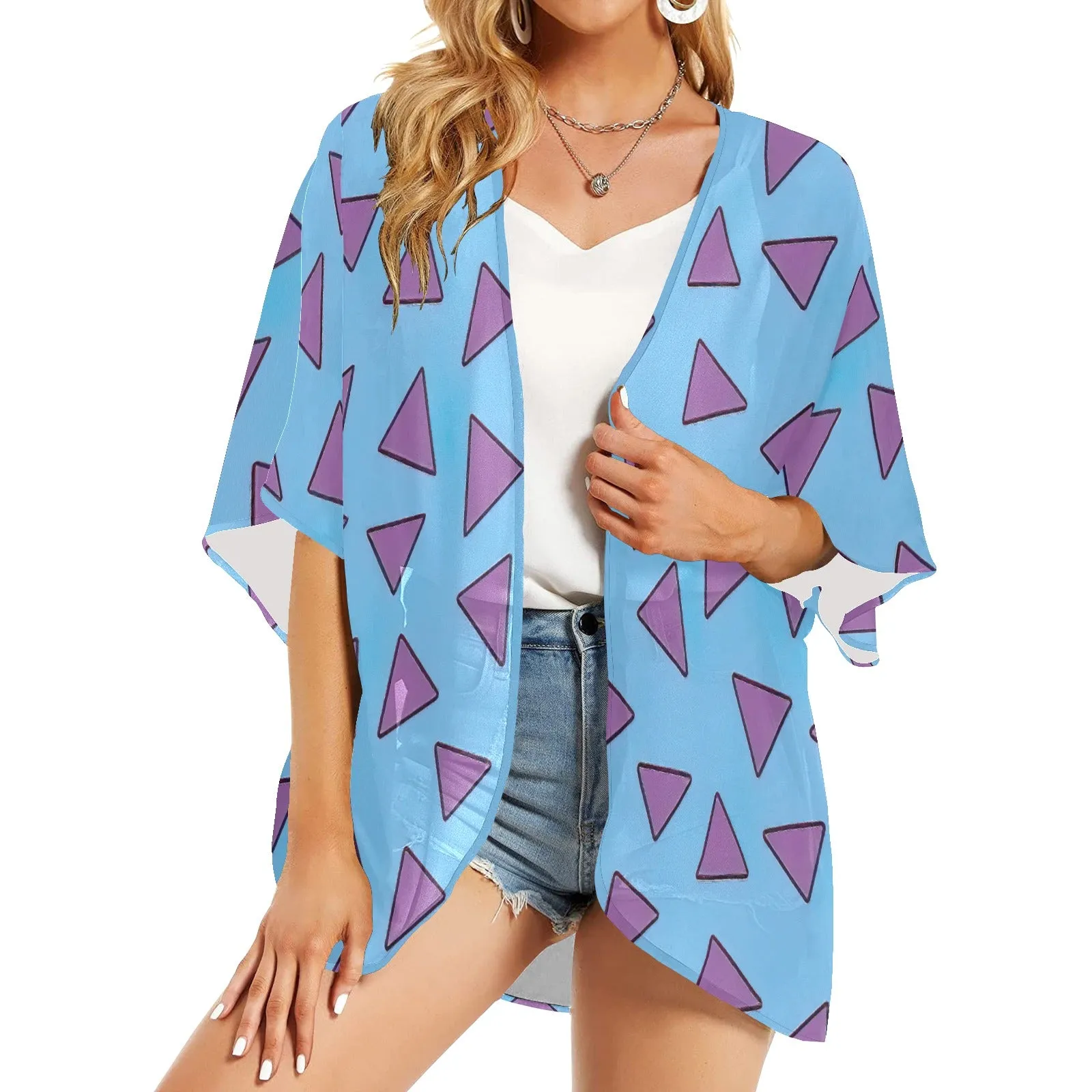Rocko's Modern Life Print Women's Kimono Chiffon Cover Up