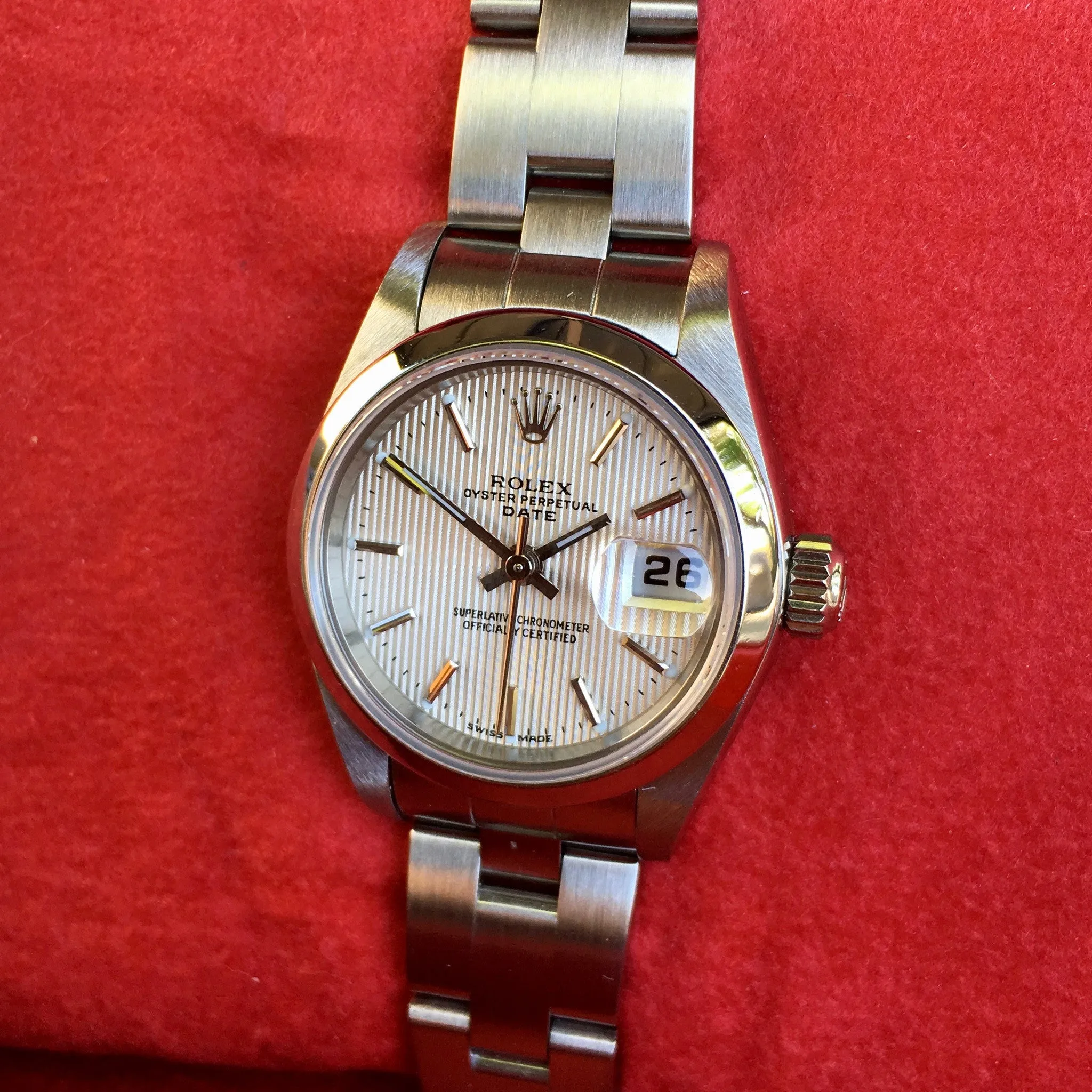 Rolex Date 79160 Silver Tapestry Automatic Stainless Steel Wristwatch Box Papers