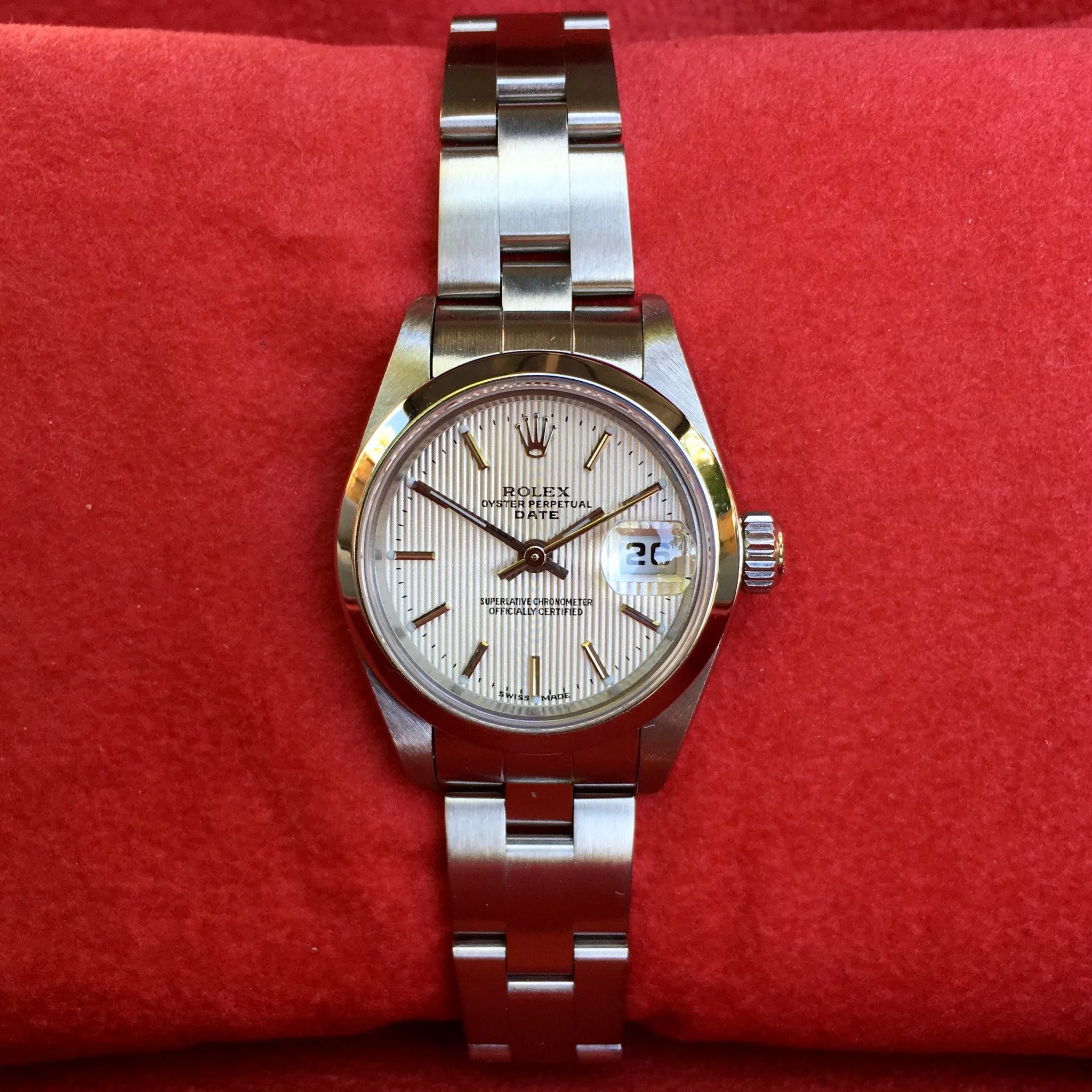 Rolex Date 79160 Silver Tapestry Automatic Stainless Steel Wristwatch Box Papers