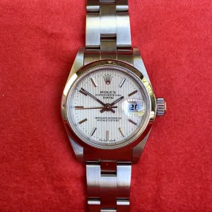 Rolex Date 79160 Silver Tapestry Automatic Stainless Steel Wristwatch Box Papers