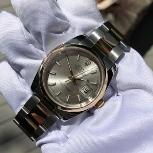 Rolex Datejust 116203 Two Tone Steel 18K Gold Silver Dial Scrambled Serial Wristwatch