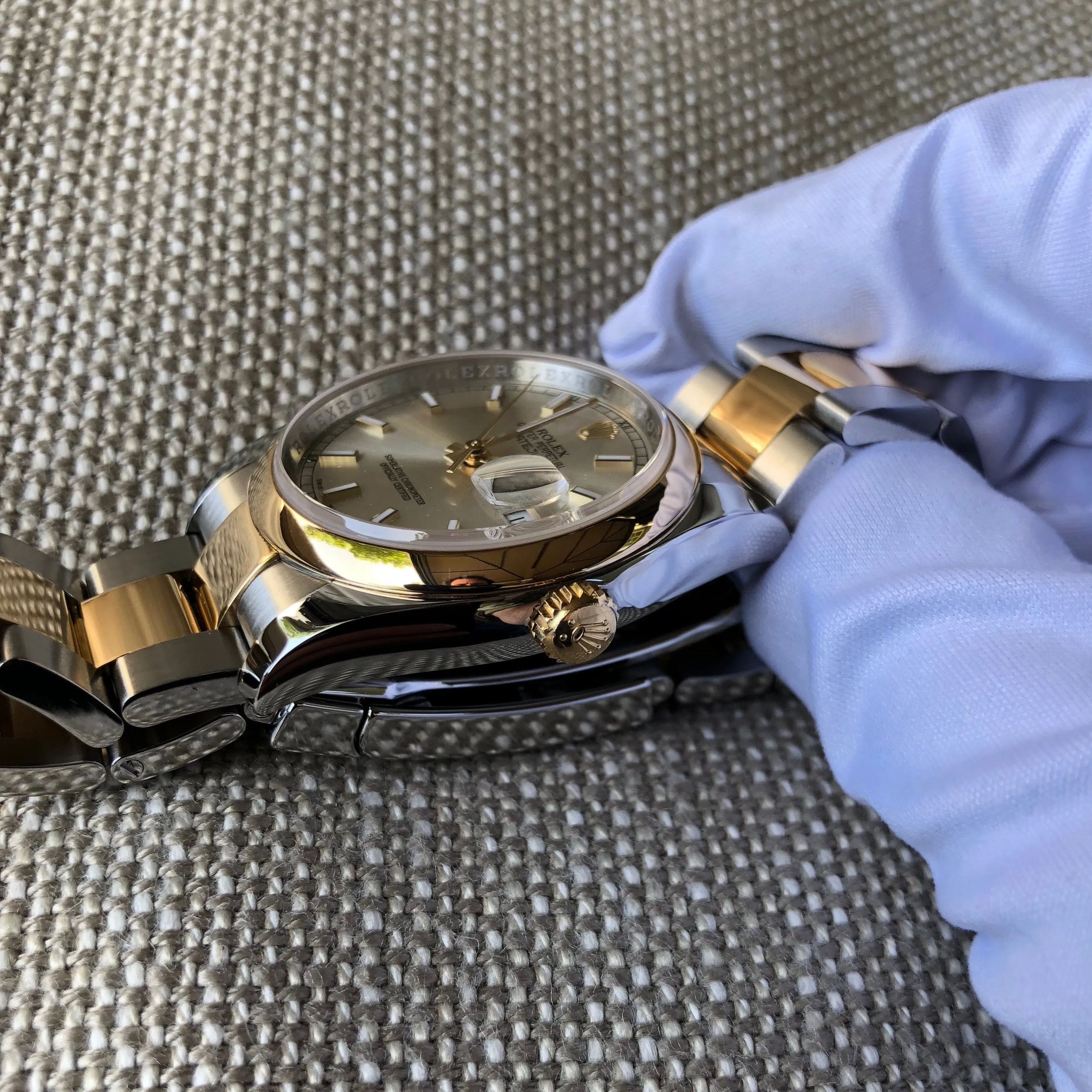 Rolex Datejust 116203 Two Tone Steel 18K Gold Silver Dial Scrambled Serial Wristwatch