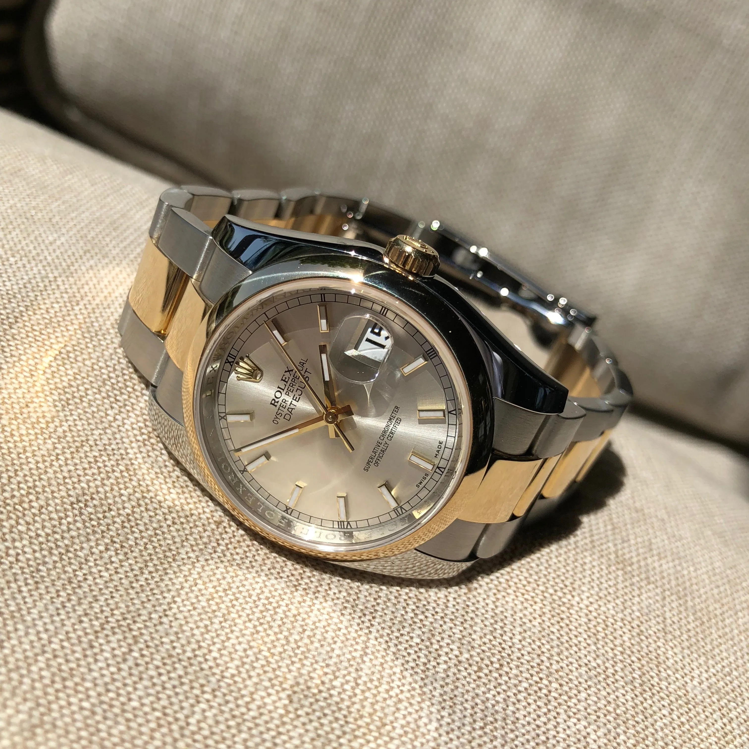 Rolex Datejust 116203 Two Tone Steel 18K Gold Silver Dial Scrambled Serial Wristwatch