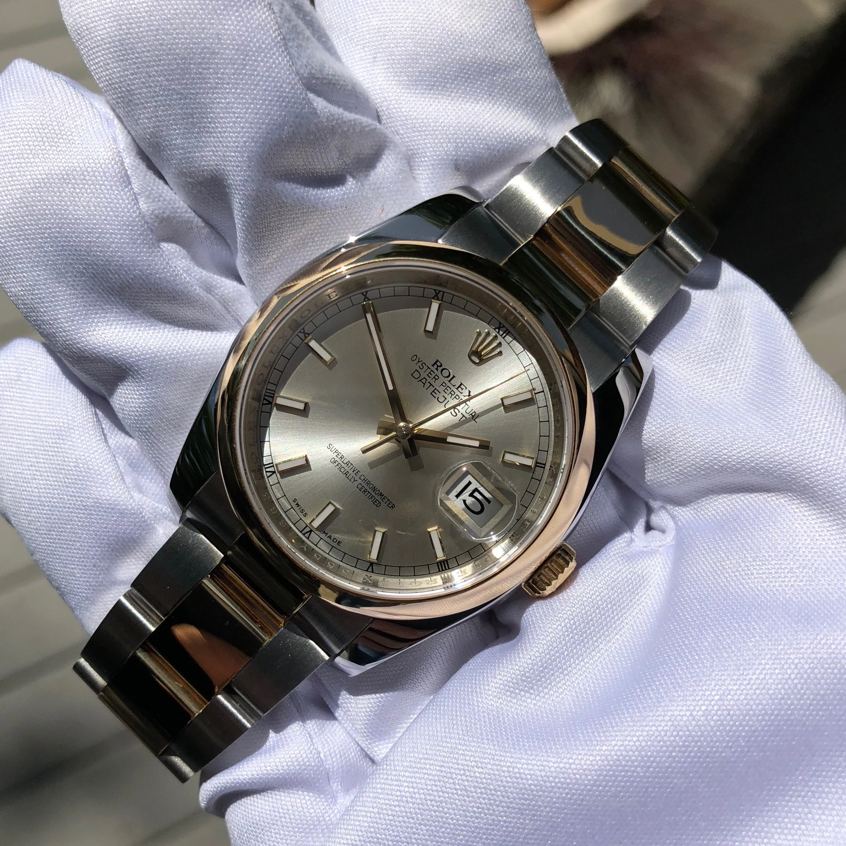 Rolex Datejust 116203 Two Tone Steel 18K Gold Silver Dial Scrambled Serial Wristwatch
