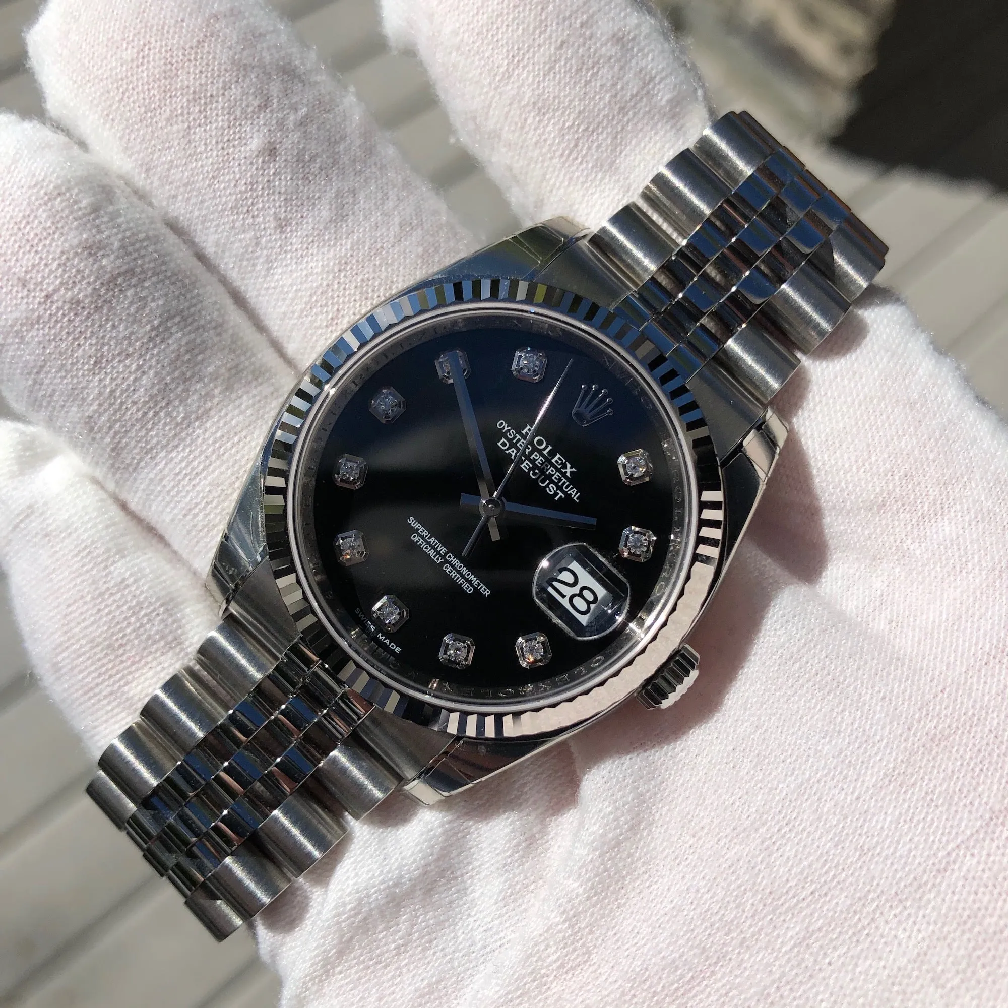 Rolex Datejust 116234 Black Diamond 36mm Jubilee Wristwatch Box & Papers New Unworn