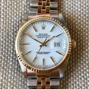 Rolex Datejust 16233 White Stick Two Tone Cal. 3135 "S" 1993 Serial Watch