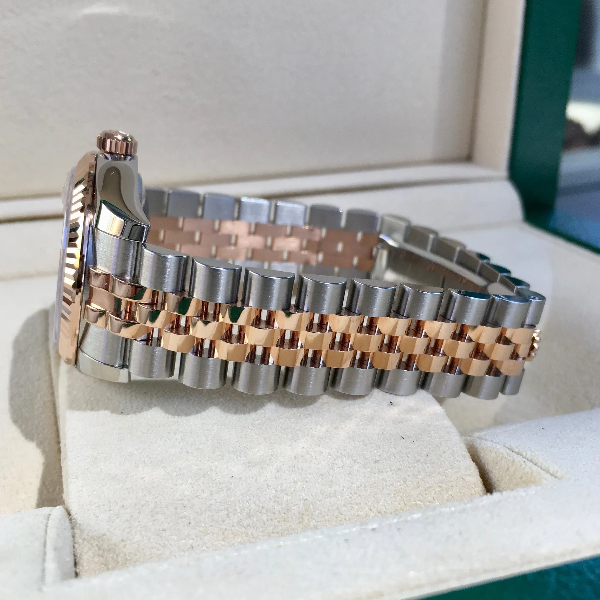 Rolex Datejust 178271 MOP Diamond Dial 31mm Midsize Steel Rose Gold Wristwatch Box Papers