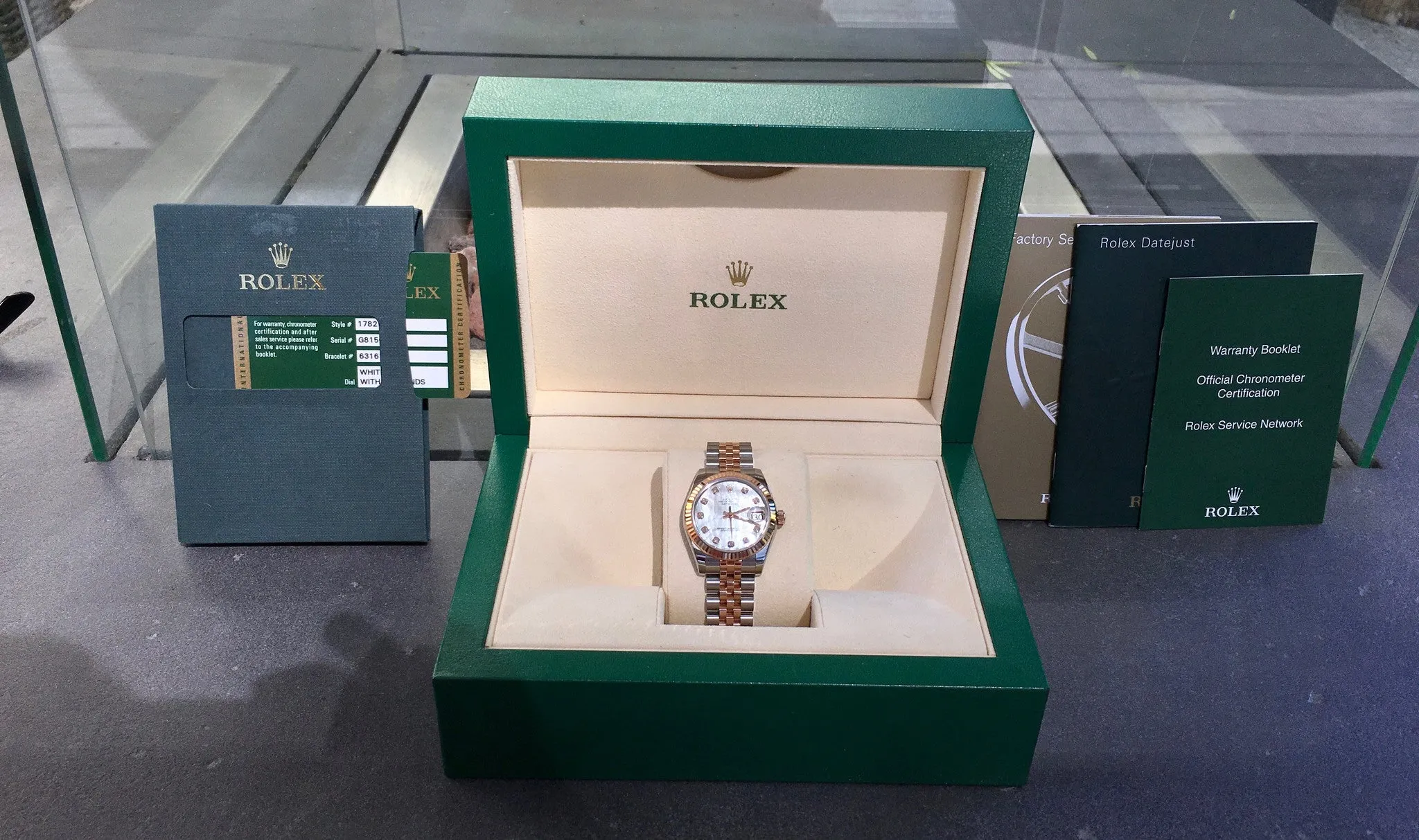 Rolex Datejust 178271 MOP Diamond Dial 31mm Midsize Steel Rose Gold Wristwatch Box Papers