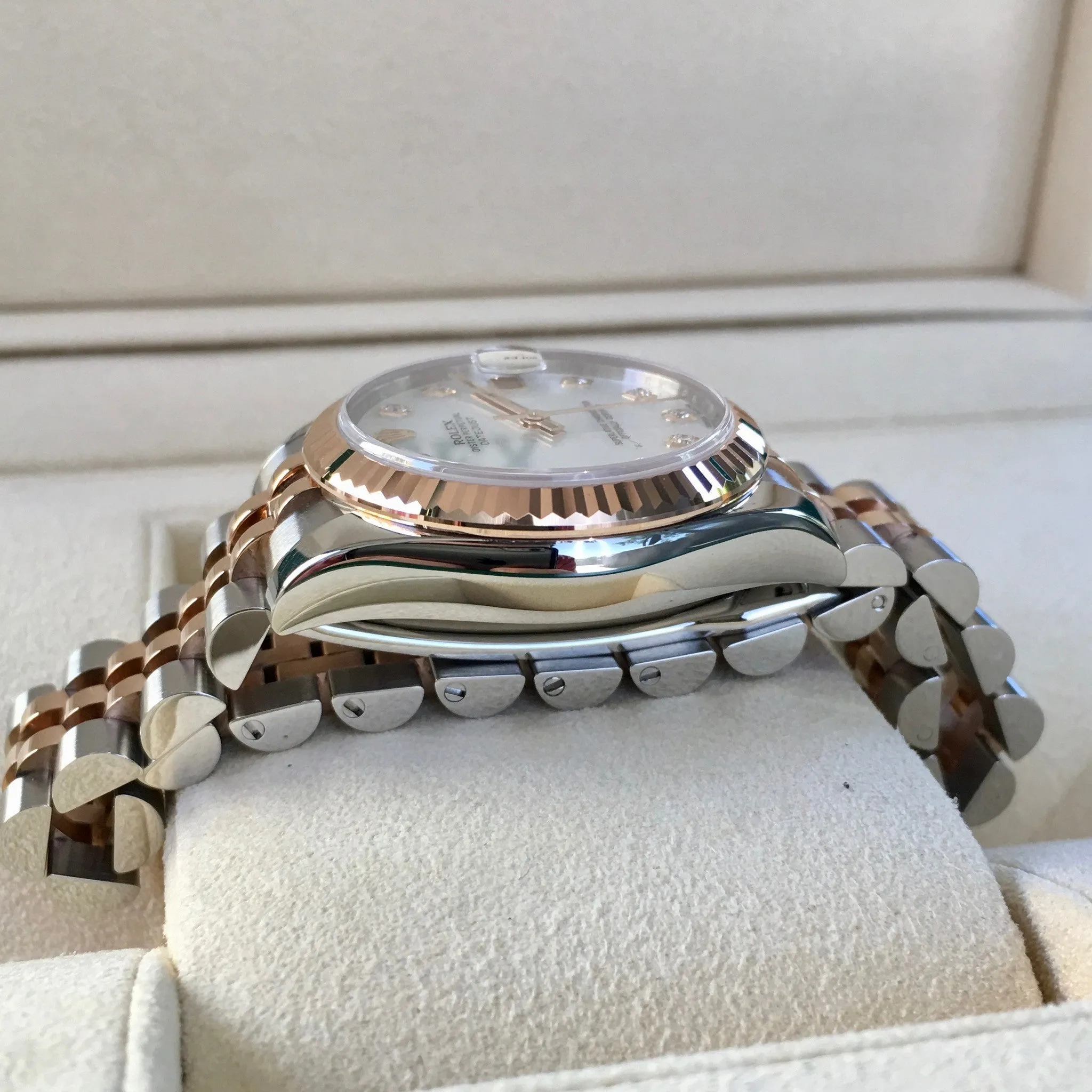 Rolex Datejust 178271 MOP Diamond Dial 31mm Midsize Steel Rose Gold Wristwatch Box Papers