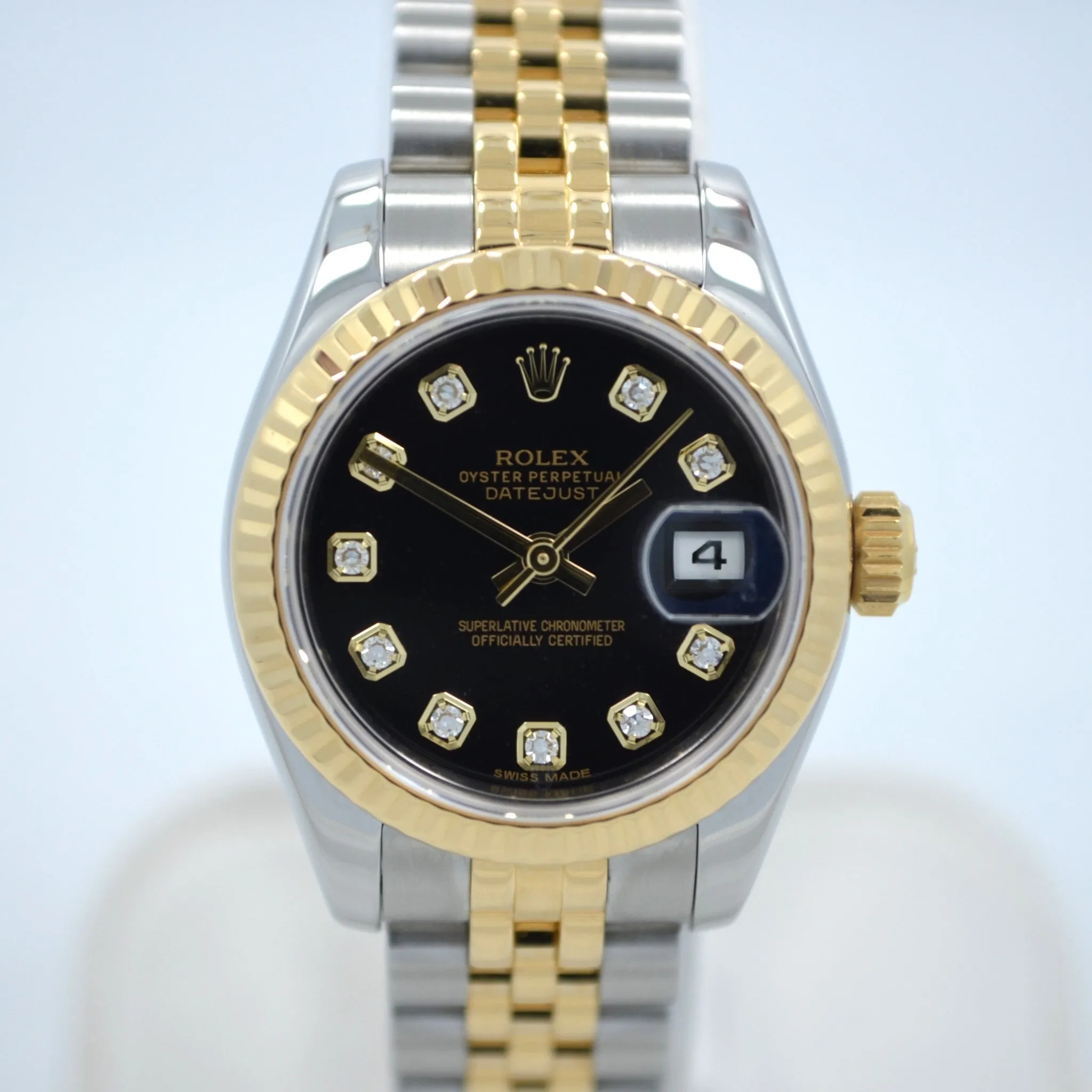 Rolex Datejust 179173 Ladies Diamond Dial Two Tone Steel Gold Random Serial Wristwatch
