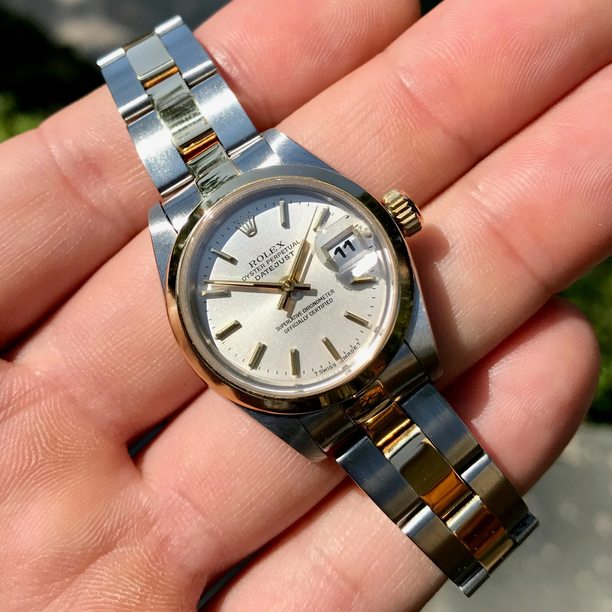 Rolex Datejust 69163 Silver Two Tone Oyster Steel Gold Ladies Wristwatch Box & Papers