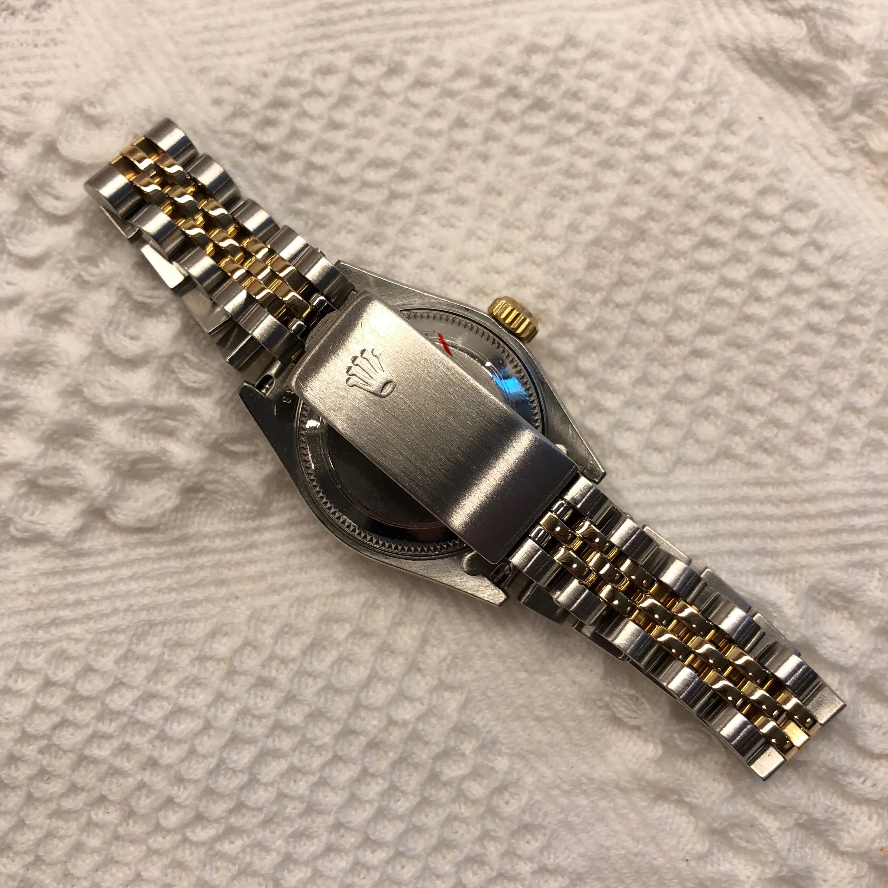 Rolex Datejust 69173 Ladies Two Tone Champagne Diamond Dial Steel 18K Wristwatch Circa 1995