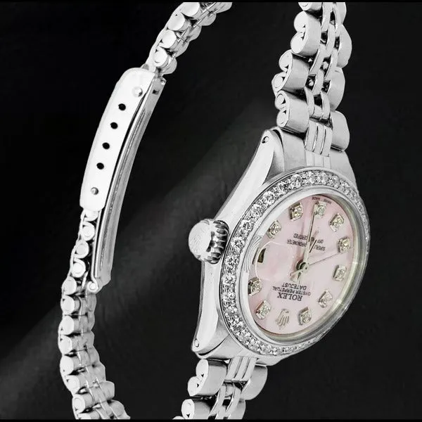 Rolex Datejust Ss Jubilee Bracelet Pink Mop Diamond Dial Ladies Watch