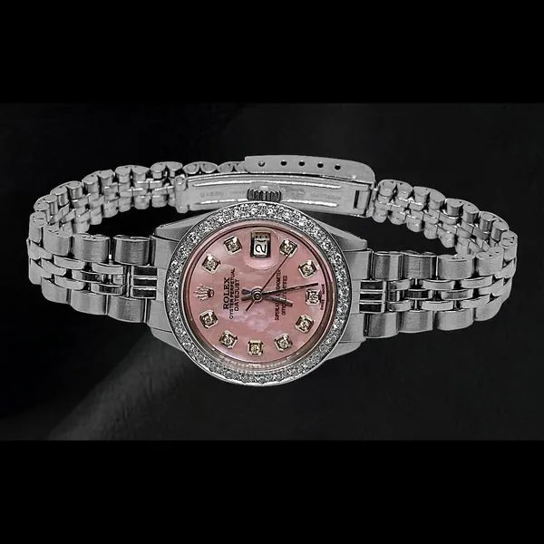 Rolex Datejust Ss Jubilee Bracelet Pink Mop Diamond Dial Ladies Watch