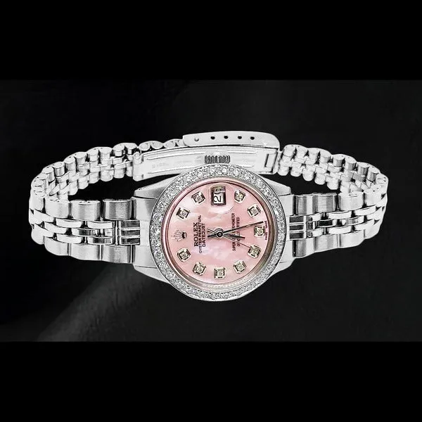 Rolex Datejust Ss Jubilee Bracelet Pink Mop Diamond Dial Ladies Watch