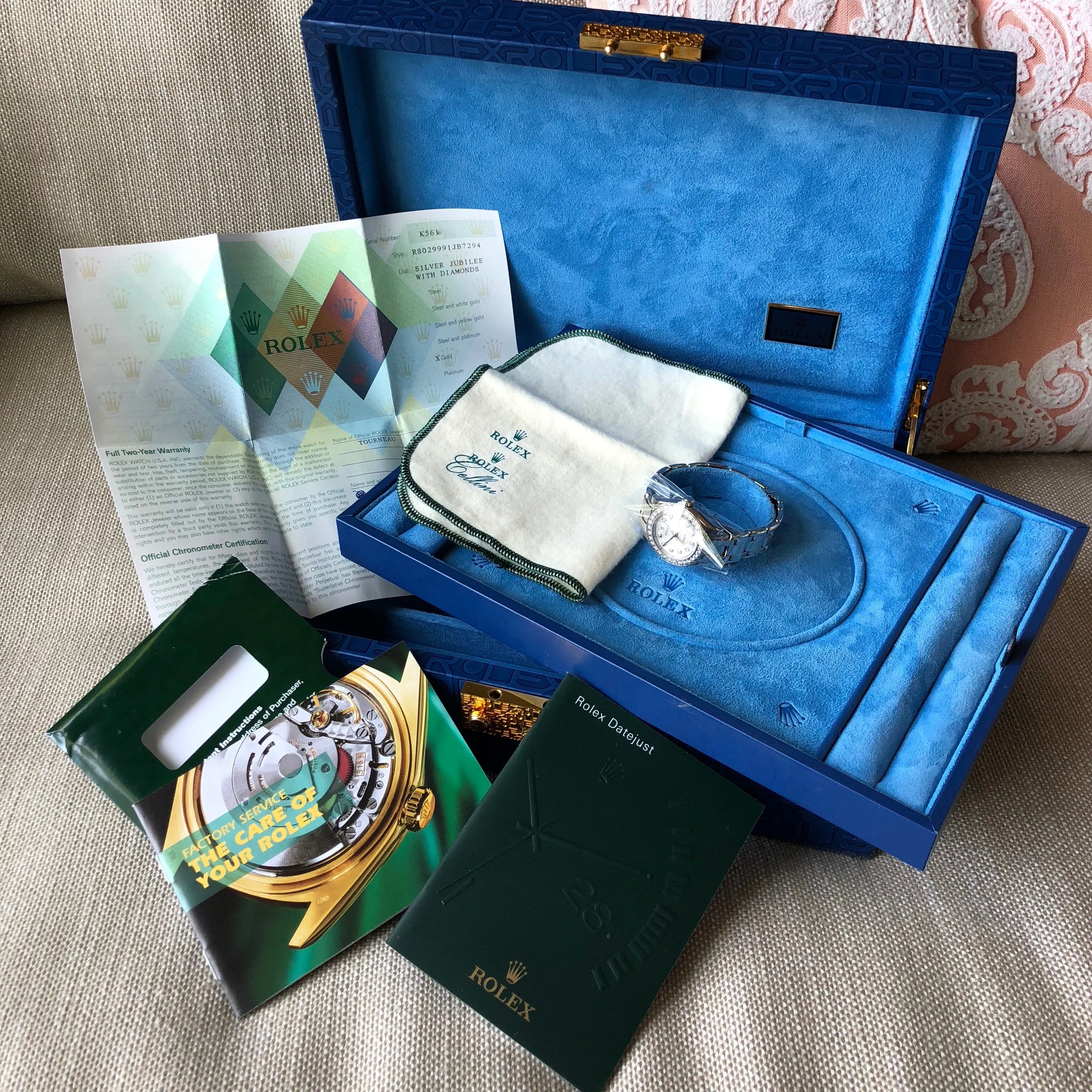 Rolex Pearlmaster 80299 Silver Jubilee Diamond Dial Bezel 18K White Gold Ladies Wristwatch Box & Papers
