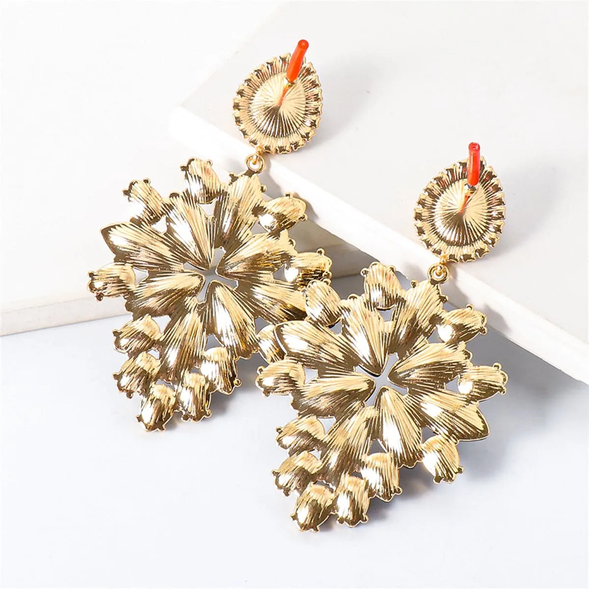 Rose Crystal & 18K Gold-Plated Marquise-Cut Chandelier Drop Earrings