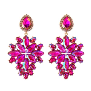 Rose Crystal & 18K Gold-Plated Marquise-Cut Chandelier Drop Earrings