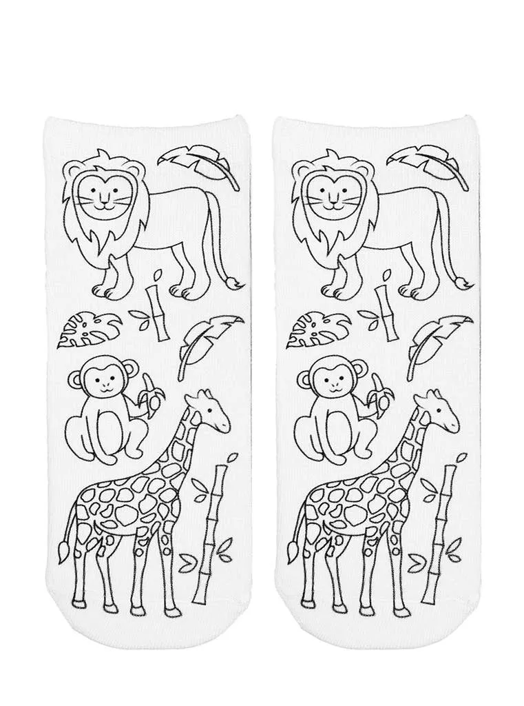 Safari animals DIY coloring kit  ankle socks