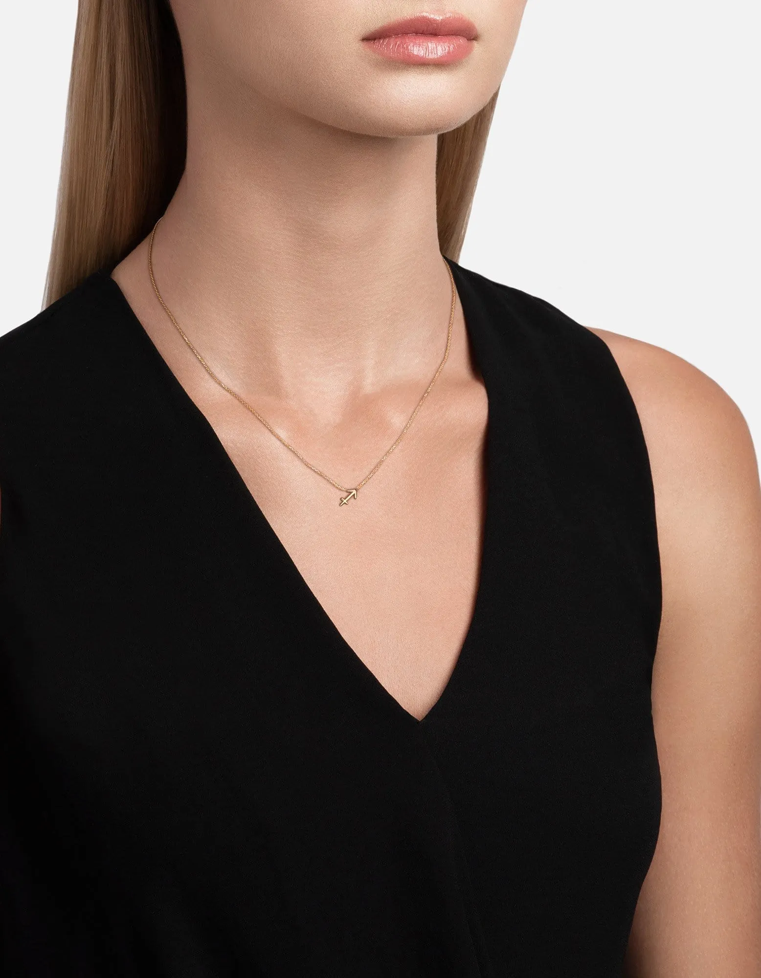 Sagittarius Astro Pendant Necklace, 14k Gold