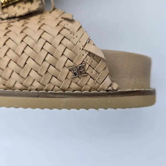 Sam Edelman Oaklyn Slide Sandals With Embelished Buckles, Women's 5M, Natural